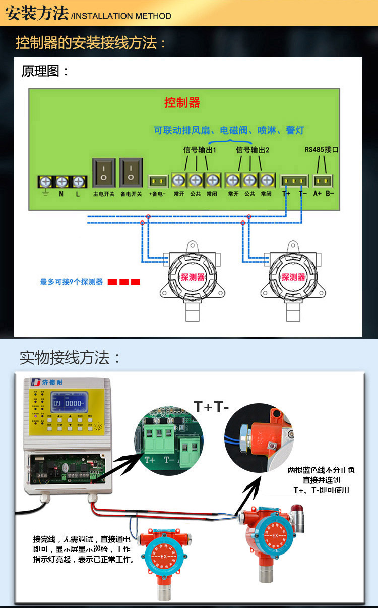 沼气气体报警器安装方法